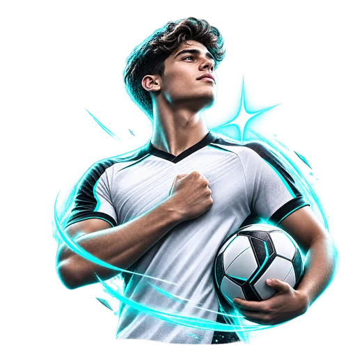 Young player standing tall with a football under his arm