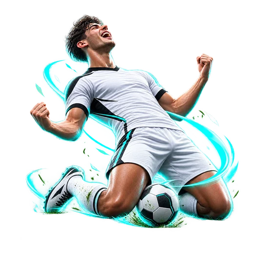 Player celebrating on his knees after scoring