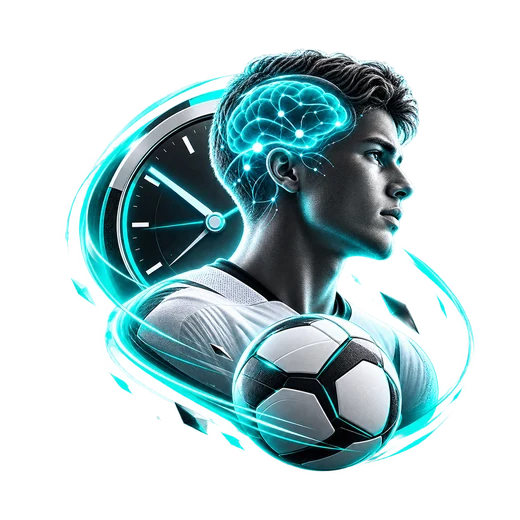 Player in profile with a glowing brain and a clock