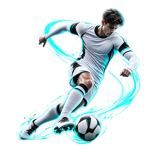 Player driving forward with the ball at speed